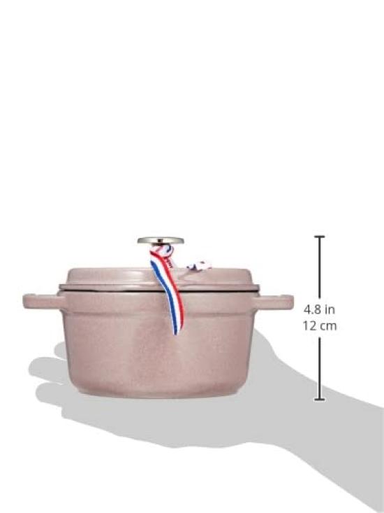 STAUB Cocotte Round Chiffon Rose Both Hand Cast Enamel Pot IH Compatible Japanese Product with Serial La Cocotte Round "Pico 16cm" [Authorized Number]