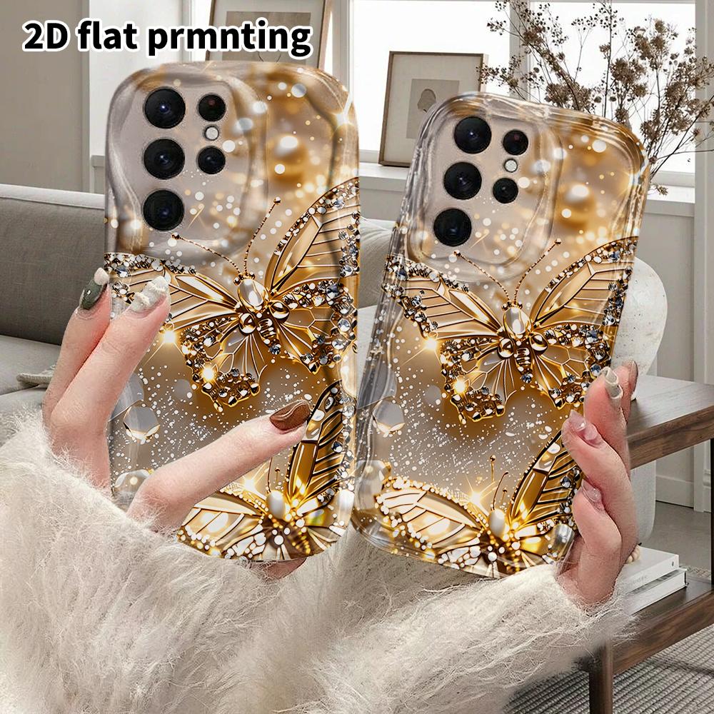 Phone Case: 2D Flat Samsung Galaxy A34 A35 M05 M06 S20 S22 S21 FE Plus 5G Protective Case, Couples Style, Diamond Butterfly, Christmas and Halloween G