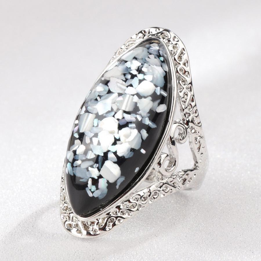 Модные элегантные овальные белые кольца из натуральной ракушки с большим камнем