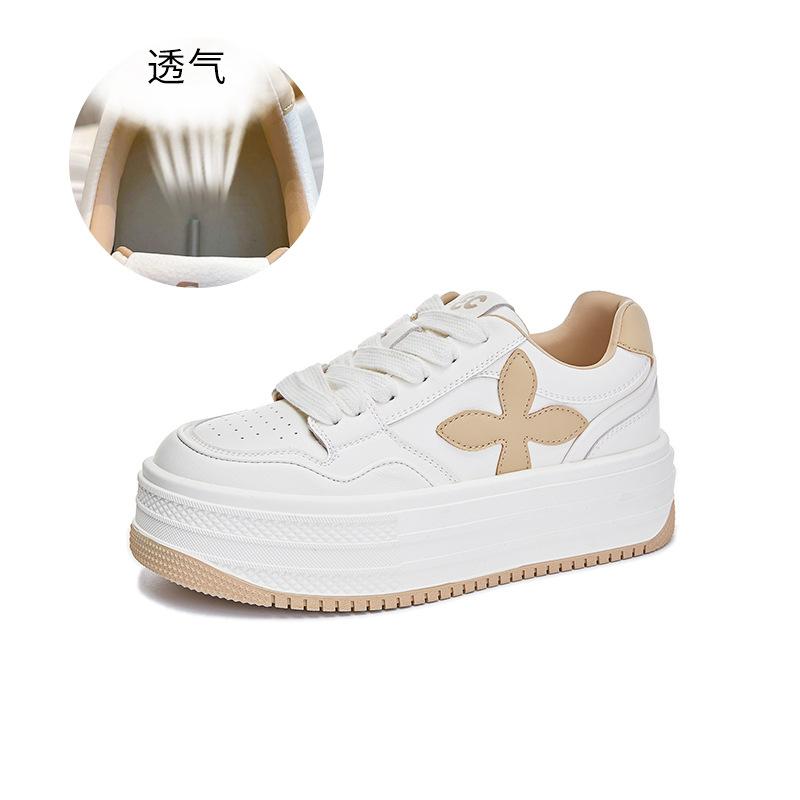 Leather little white shoes women's 2025 spring new muffin platform single shoes women's height-increasing sports women's shoes versatile shoes child