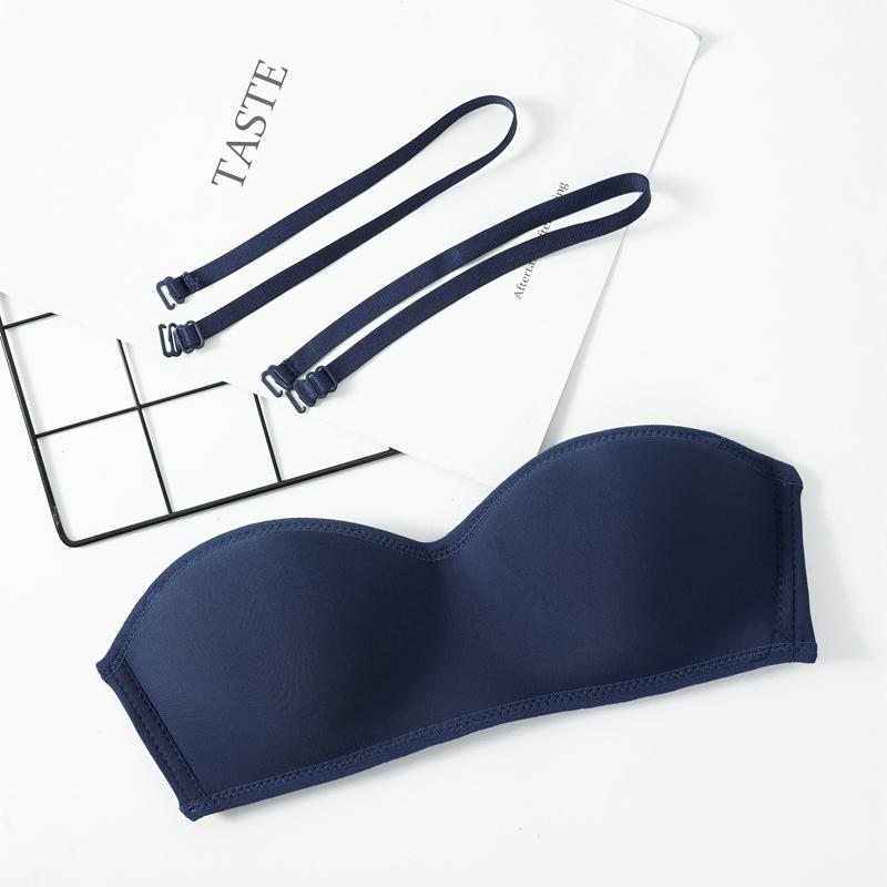 Women's Solid Color Seamless Party Wedding Bras Sexy Simple Girl Underwear Bras 3D Invisible Underwear Without Steel Ring Tube Top Push Up Bra