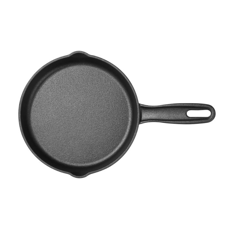 Telssida Thick Cast Iron Small Flat-Bottom Pan, Uncoated Steak Griddle, Non-Stick Egg Pan, Raw Iron Mini Breakfast Pan, 20cm