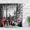 Черно-белый пейзаж Нью-Йорка, набор занавесок для душа, 3D здание, домашний настенный фон, Декор, скандинавский полиэстер, экран для ванной комнаты