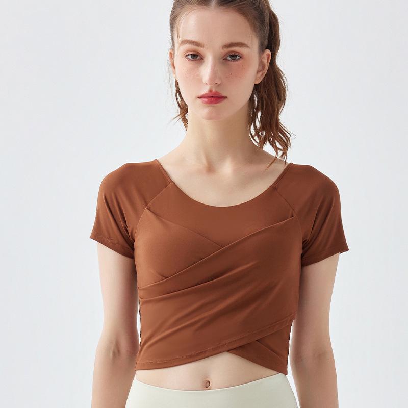 Женский укороченный топ для йоги Nude Feel с коротким рукавом, быстросохнущий, сексуальный и спортивный