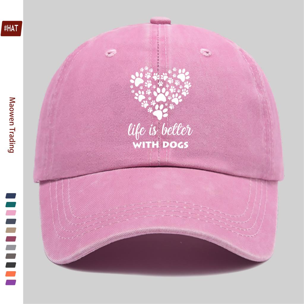pc HeartShaped Paw Print Dog Lover Pattern Printed Baseball Cap Casual Decorative Design Sun Hat Comfortable And Lightweight