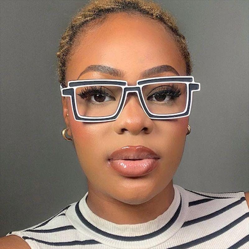 Женские очки Защита от синего света Мода Индивидуальность Ретро Прямоугольные Обычные очки Мода Уличная съемка Студенческие очки для поездок на работу EMA