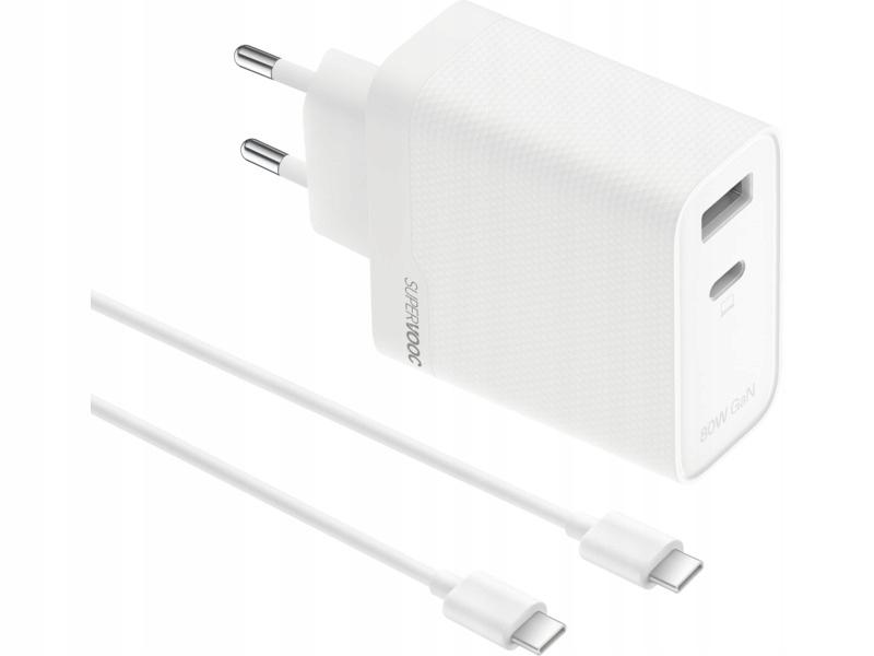 Realme Supervooc 80W Dual Ports Gan Wall Charger + Usb-C Cable 1Pc
