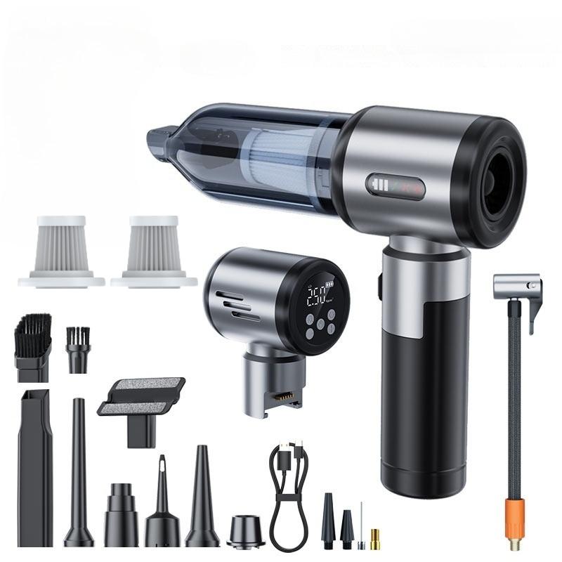 Mini Car Vacuum Cleaner 2-in-1 Air Pump Blower, Portable Cordless Car & Home Vacuum with LED Light Inflator for Vehicle and Home