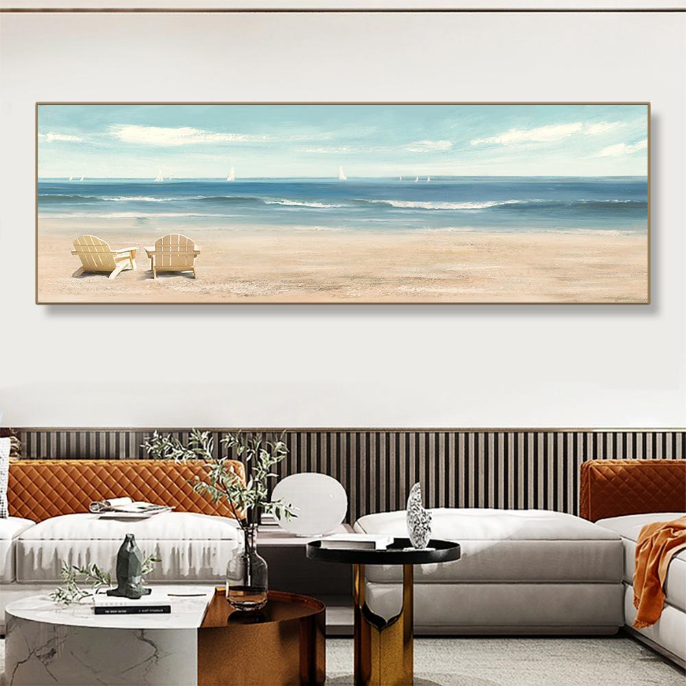 Скандинавский абстрактный морской пейзаж, картина маслом на холсте, морской пляж, постеры и принты, настенные художественные фотографии для гостиной, домашний декор, без рамки, без рамки