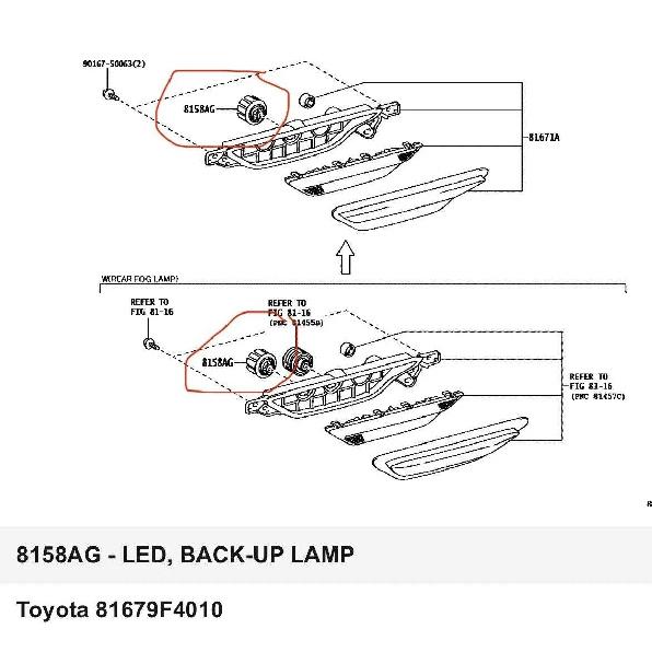 1PCS 81679F4010 Car Reversing Light LED RR Combination Light Source Module 8158AG As Shown ABS+Metal for Toyota C-HR 2016Good product