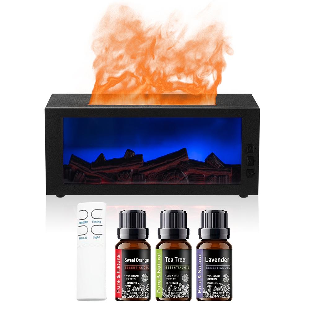 Увлажнитель воздуха и диффузор для эфирных масел с пламенным светодиодным светом 7 цветов для ароматерапии, ароматизации дома и декора
