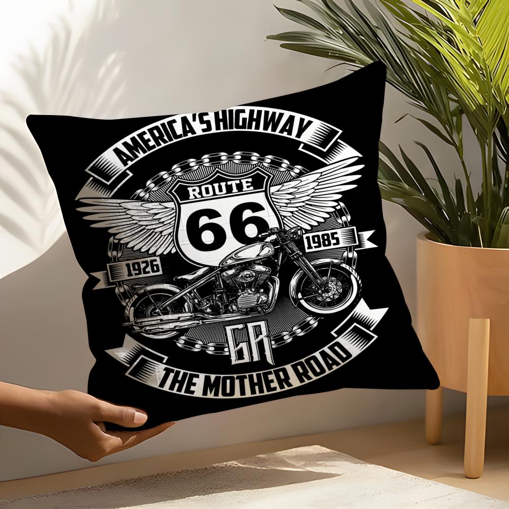 Travel Motorcycle Ride US Route Linen Cushion Covers For Decorative Sofa Home Pillows Case Car Chair Pillows Cases