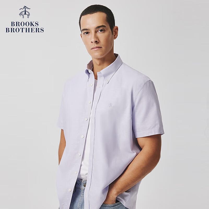 Мужская рубашка Brooks Brothers с вышитым логотипом, легко стирающаяся, приталенного кроя