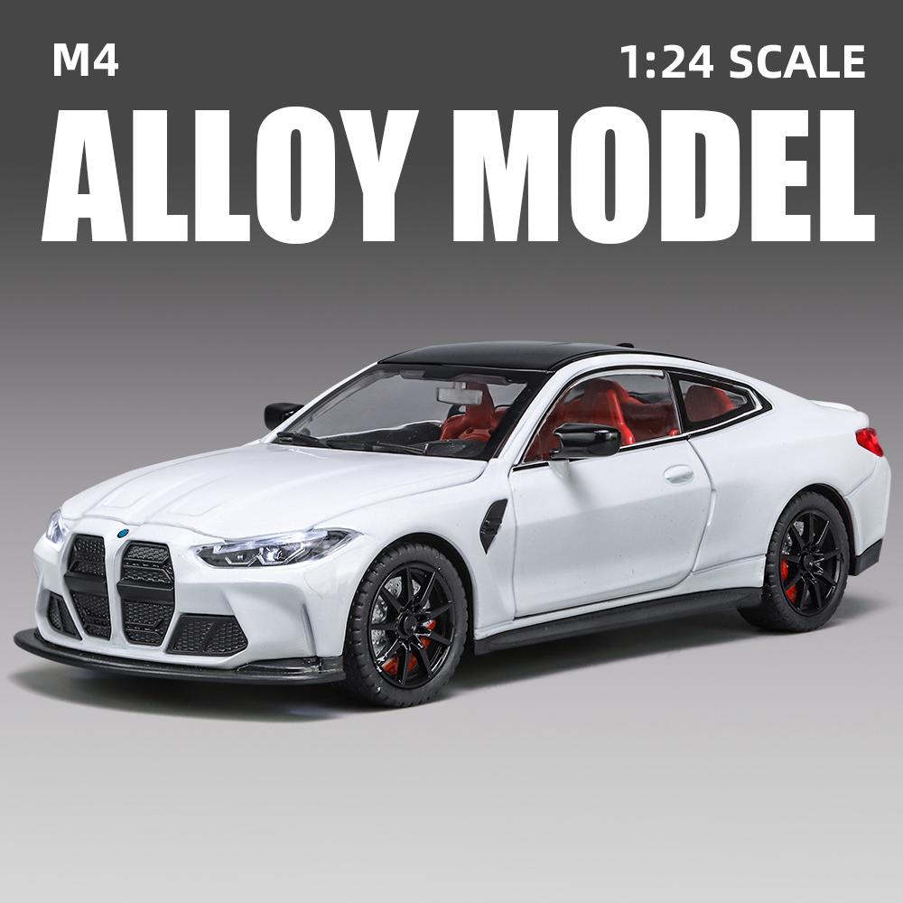 1:24 Металлический Литой Модель Спортивного Автомобиля M4 Симуляция Звука Света Игрушечная Машинка для Мальчика Домашний Декор Подарок на День Рождения Ребенка Хэллоуинские Игрушки