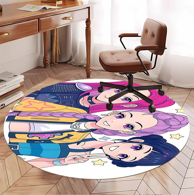 Girl group Pattern Round Rug, Indoor/Outdoor Mat, for Picnic, Gameroom, Bedroom, Office, Living Room, Home Decor Carpet, Birthday Gift