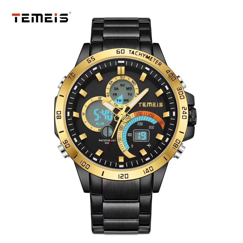 Temeis Multifunctional Fashion Timing Men'S Sports Double Luminous Watch Men'S Watch Calendar Business Casual