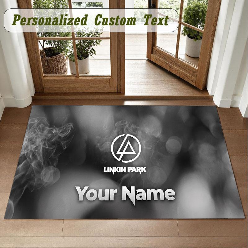 Crystal Velvet Square Rug Custom NameLinkin Park Pattern Non Slip Home Floor Decor Rug