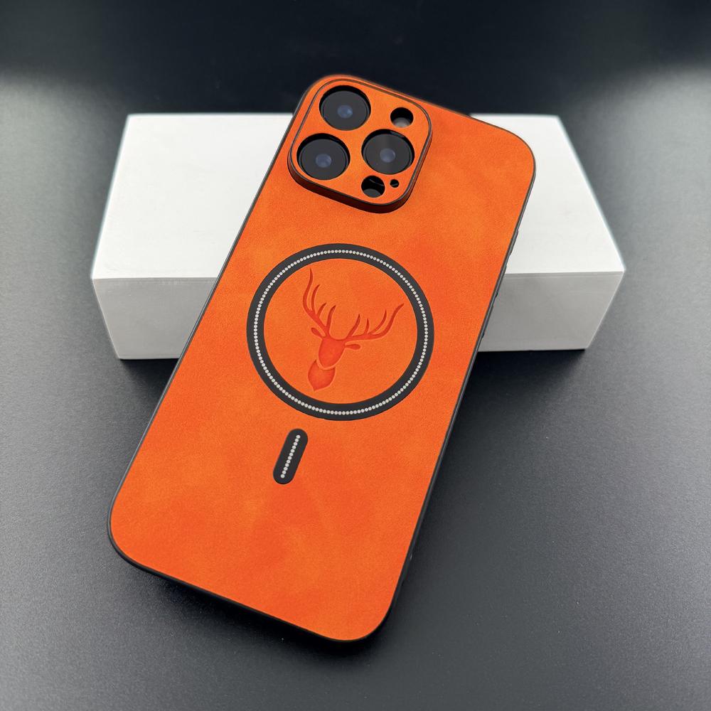 Luxury PU Leather Deer Case For iPhone 18 17 Air 16 15 14 13 12 11 Pro Max Plus 16E 18Pro For Magsafe Wireless Charge Back Cover