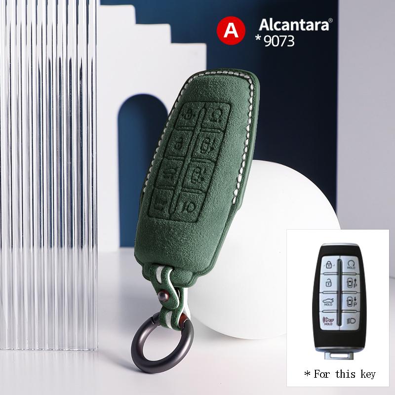 Alcantara Suede For Genesis G80 GV70 GV80 2019 2020 2025 2025 Car Key Case Auto Accessories Remote Keychain Shell Protectors