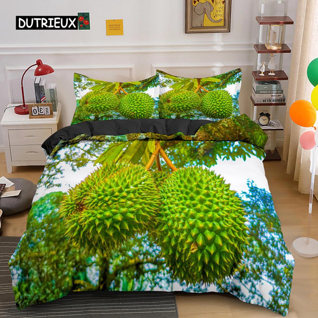 Тропические фрукты дуриан пододеяльник микрофибра комплект постельного белья 3D принт пододеяльник с наволочками король для подростков взрослый спальня декор