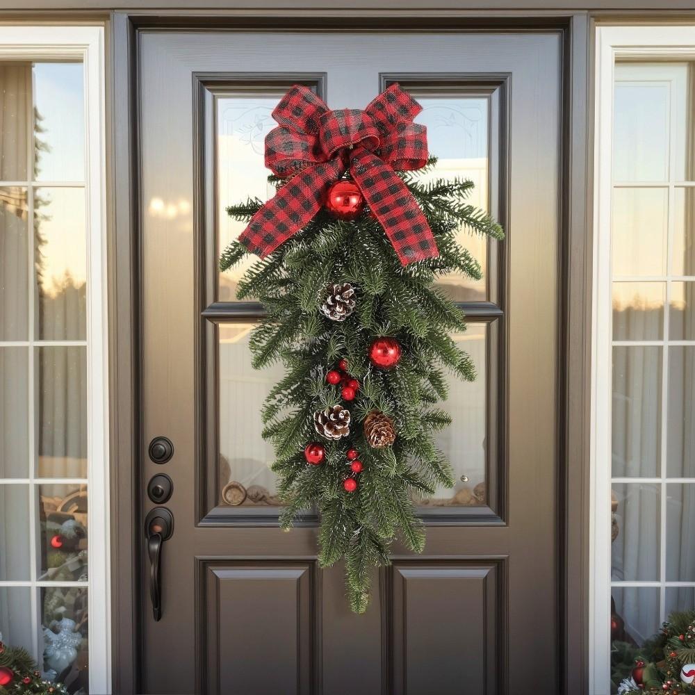 Christmas Teardrop Wreath Realistic Decorative Wreath New Upside Down Wreath Front Door