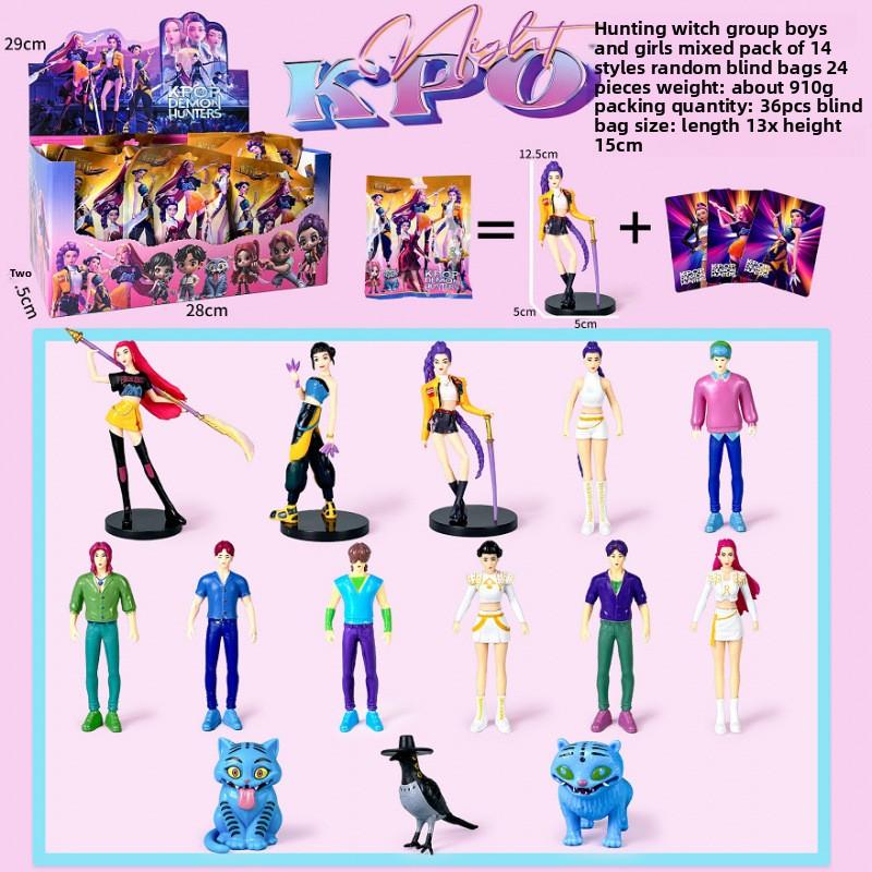 K-Pop Новая группа девушек-охотниц на демонов Мужская группа Фигурка Модель Слепая коробка Tide Play Кукла Украшение