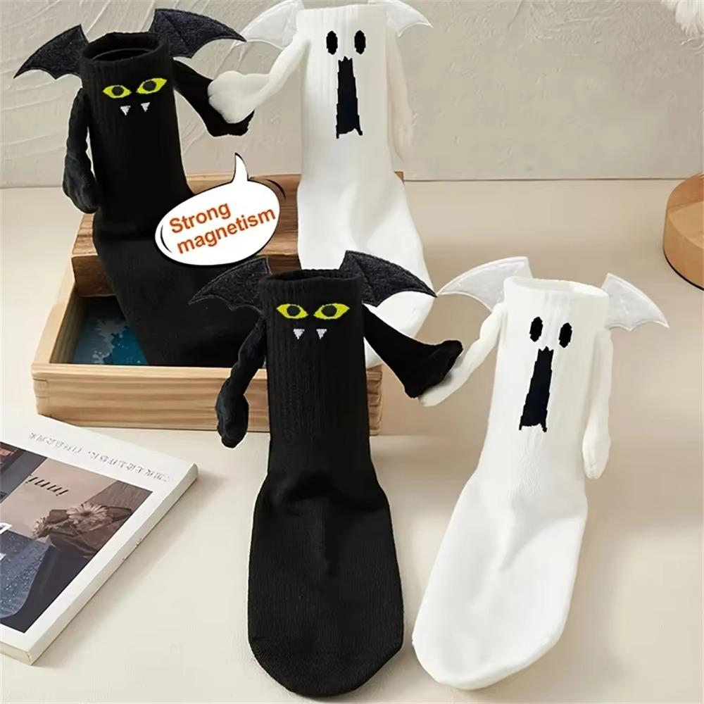 Hand-holding Design Halloween Socks Breathable Couple Socks Stretchy Magnetic Socks  Photo Prop