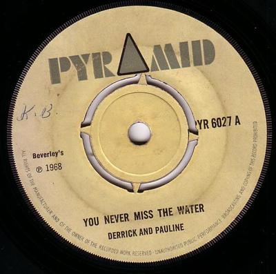 7-дюймовая пластинка DERRICK PAULINE DERRICK MORGAN You Never Miss The Water Got You PYR6027 Pyramid 1968 UK Регги Ска Даб Б/у