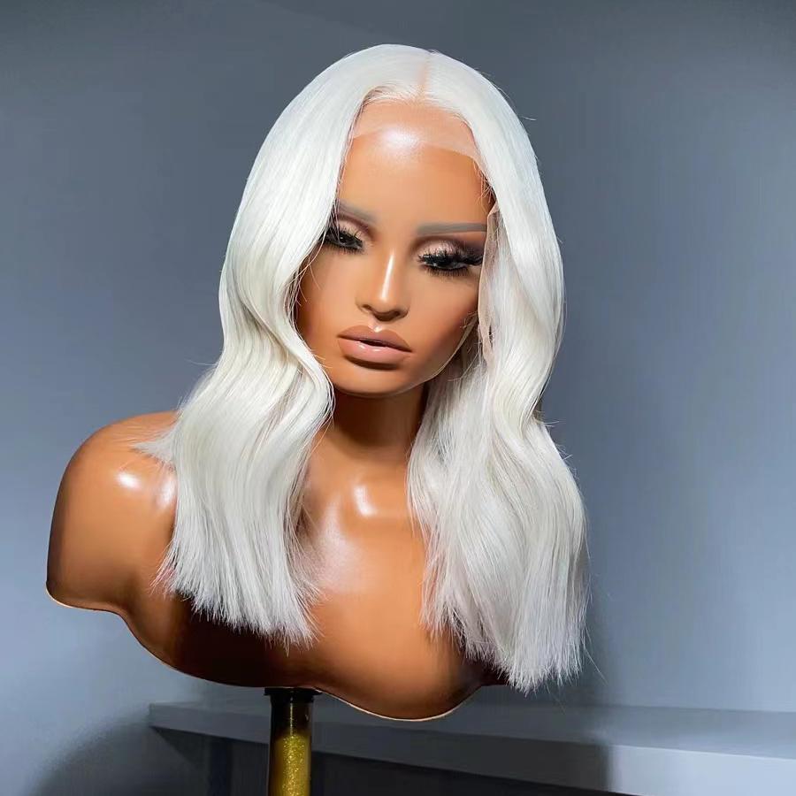 AIMEYA Platinum Blonde Bob Wigs for Black women Heat Resistant Short Wave Lace Front Wig Synthetic Hair Daily Use Cosplay Wig