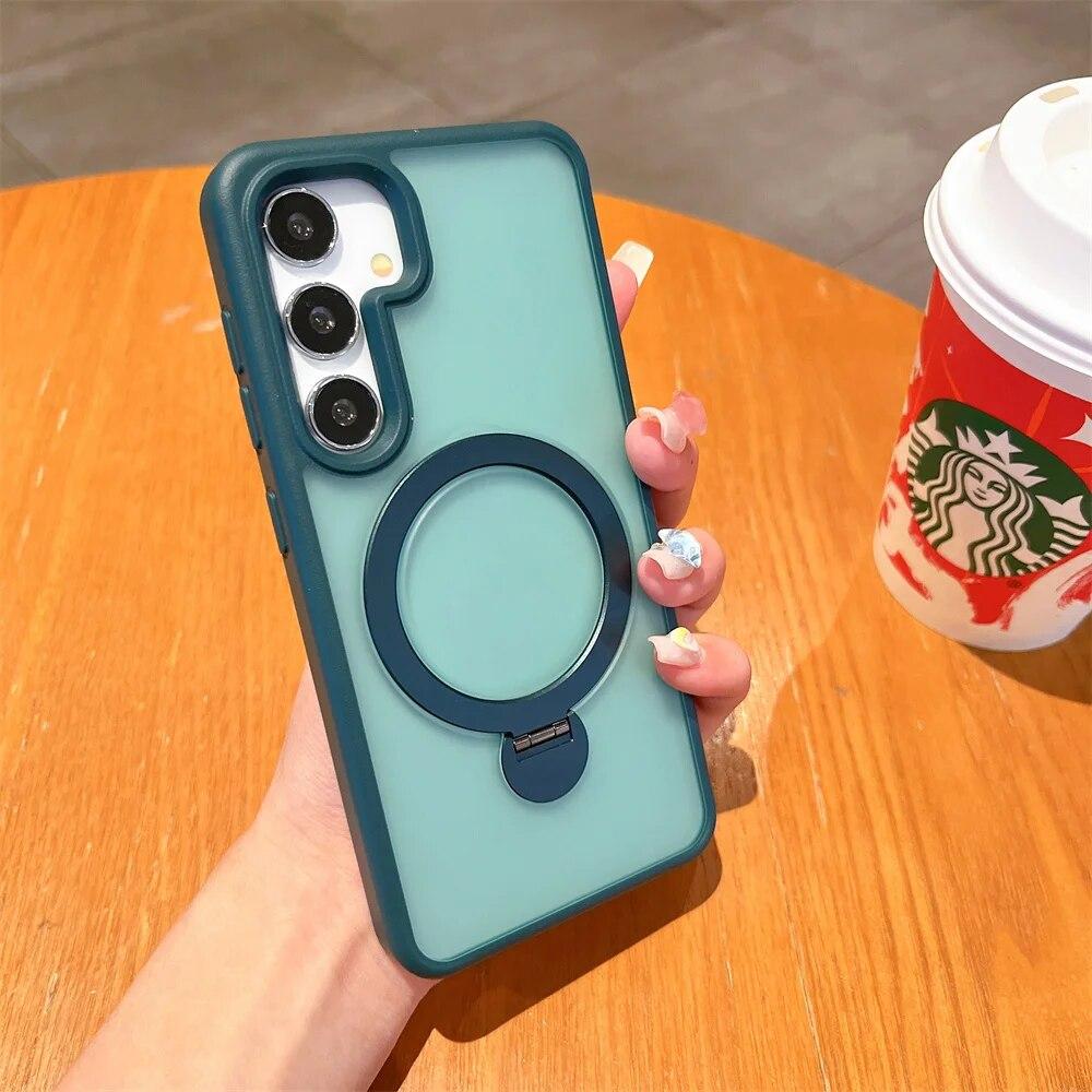 Чехол-кронштейн Magsafe для Samsung S24 Ultra S24 Plus S23, ультрамагнитный чехол-держатель для Galaxy S24, матовый прозрачный жесткий чехол