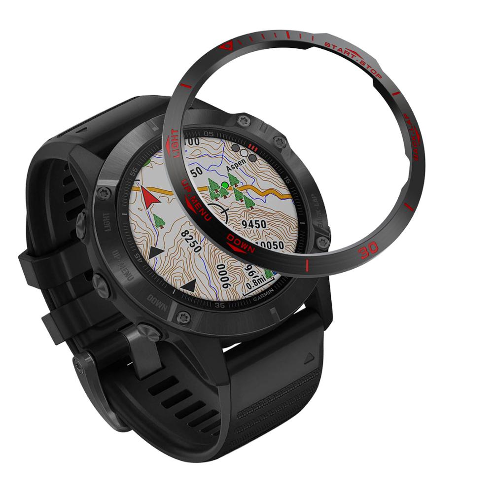 For Garmin Fenix 6 / Fenix 6 Pro / Fenix 6 Sapphire Bezel Styling Frame Case Cover Protection Bezel Ring Anti-scratch Iron Ring