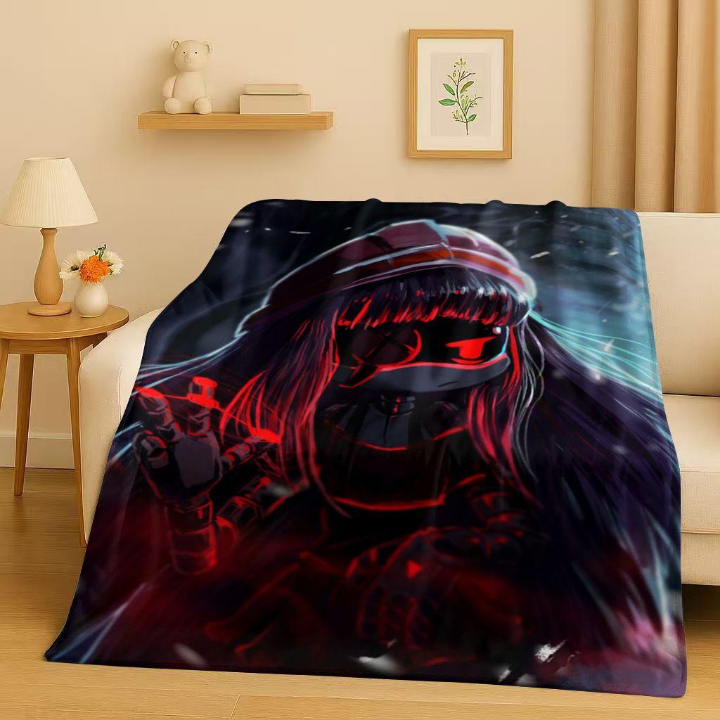 HD Cartoon Murder Drones V Uzi J Robot Flannel Blanket,Ultra Soft Warm Plush Throw for Home Bedroom Bed Sofa Cover Picnic Kids