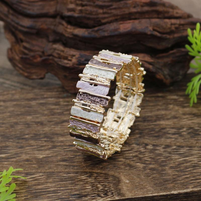 Новый эмалевый цвет полый геометрический эластичный браслет женская мода высокое чувство нерегулярная линия браслет