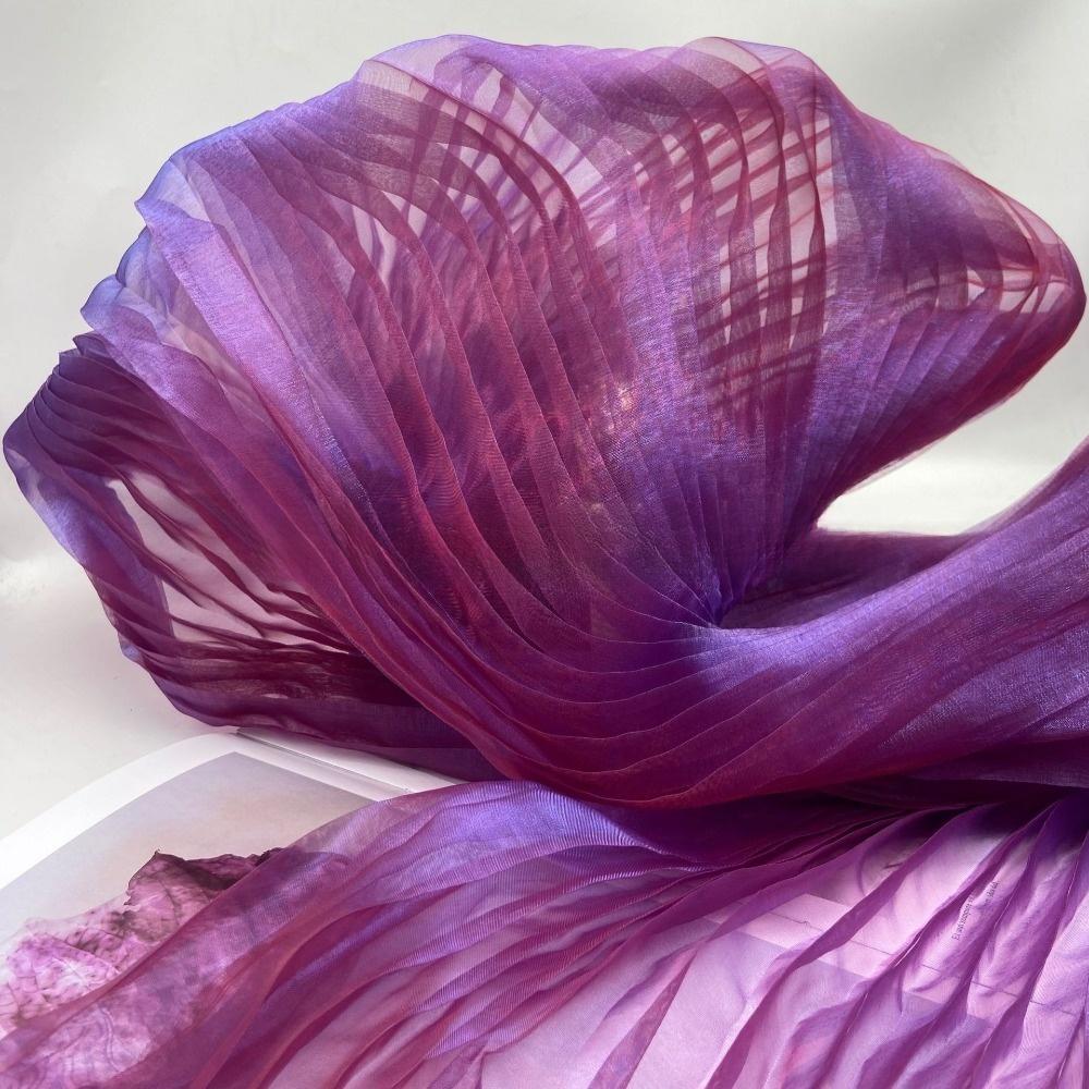 150cm X 1 Yard Organza Pleated Fabric Hardnet Texture Handmade Pleated DIY Clothing Fabric Three-dimensional Decoration