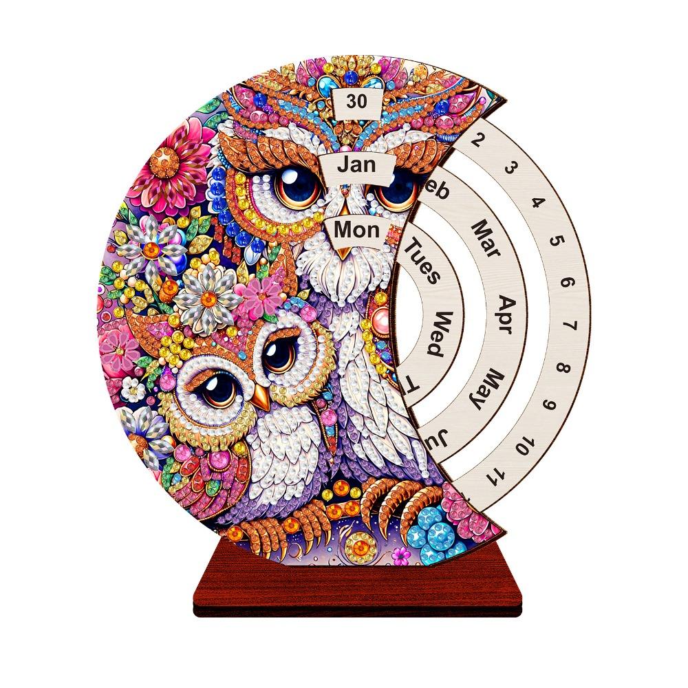 Wooden Diamond Art Perpetual Calendar Kits DIY Diamond Painting Calendar  For Adults
