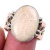 Natural Fossil Coral Gemstone 925 Solid Silver Jewelry Two Tone Ring S.9US T3A18