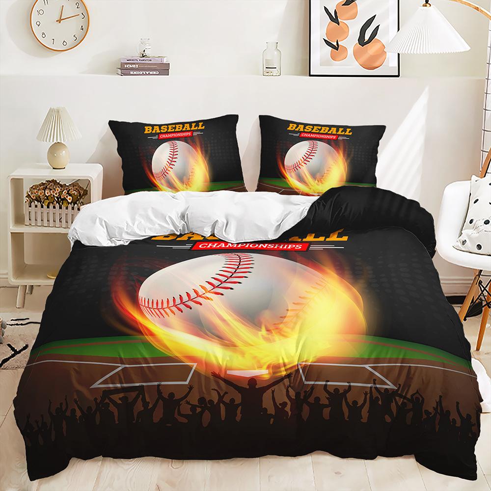 3D бейсбольный комплект постельного белья в спортивном стиле, пододеяльник, наволочка, 2/3 шт., мягкий домашний текстиль для комнаты для мальчиков, украшение для дома для спортсменов