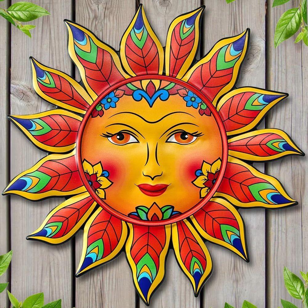 New Metal Sun Wall Decor Friendly Face Funny Wall Art Decoration Sun Flower Hanging Decoration Living Room Bedroom