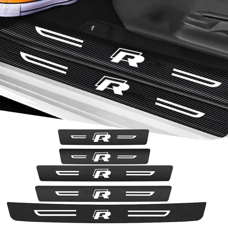 2026 Hot For VOLKSWAGEN VW Car Door Sill Protector Plate Trunk Threshold Stickers for Volkswagen R LINE RLine Polo Caddy Golf Je