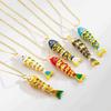 Movable Enamel Fish Necklace Colorful Gold Jewelry Personality Glazed Necklace  Women