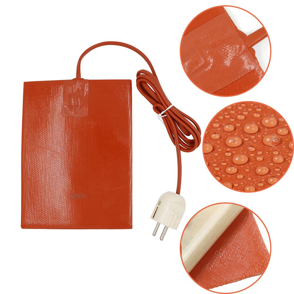 110V 220V 300W Flexible Waterproof Silicon Pad 15x20cm Wire Heater Car Engine Block Oil Pan Hydraulic Tank Heating Plate Mat