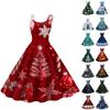 Women's Christmas Gifts Santa Hat Printed Sexy Off Shoulder Punk Vintage Dress