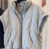 Стоячий воротник однотонные безрукавные женские парки корейские осенние свободные повседневные хлопковые пальто на молнии дизайн Sense женский жилет куртка