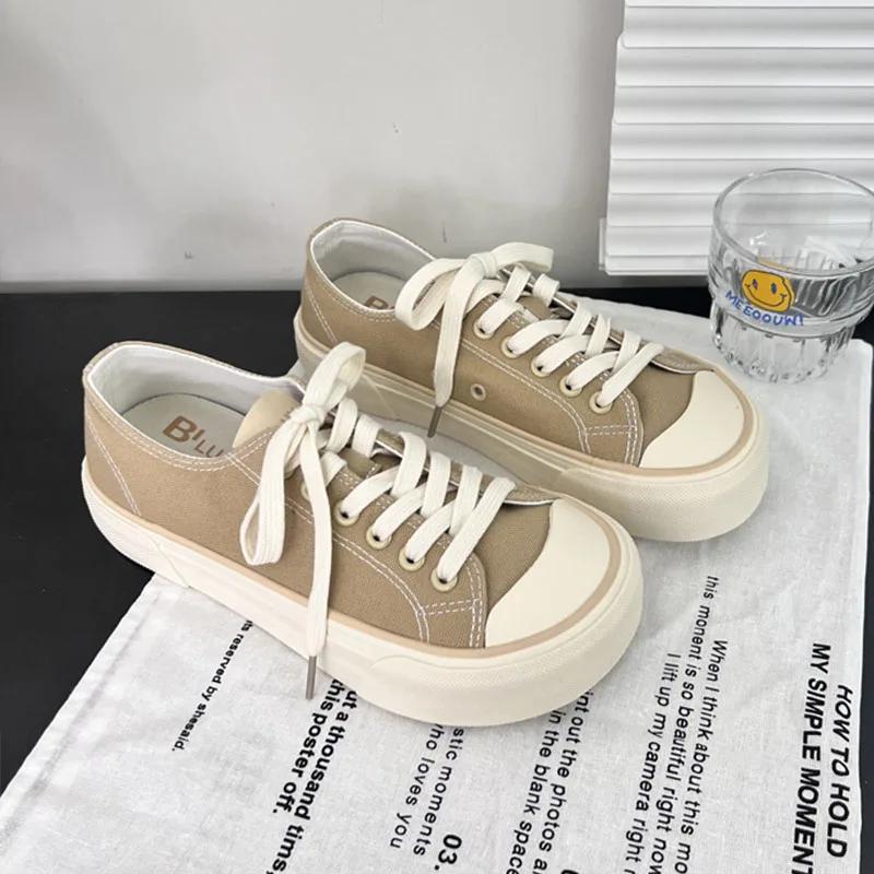 Модные кроссовки Женские парусиновые туфли Дизайнерские туфли на шнуровке из вулканизированной стали Молодежная уличная повседневная обувь Студенческие кроссовки на плоской платформе