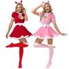 Women Christmas Xmas Rabbit Ear Bunny Dress Socks Adult New Year Party Halloween Role Play Dress Up Cosplay Costume