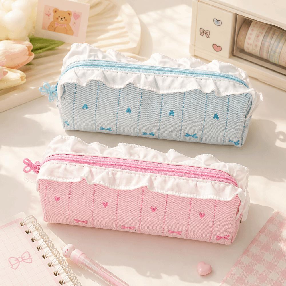 Ballet Pen Bag Bow Embroidery Stationery Bag Kawaii Stationery Organizer  Students