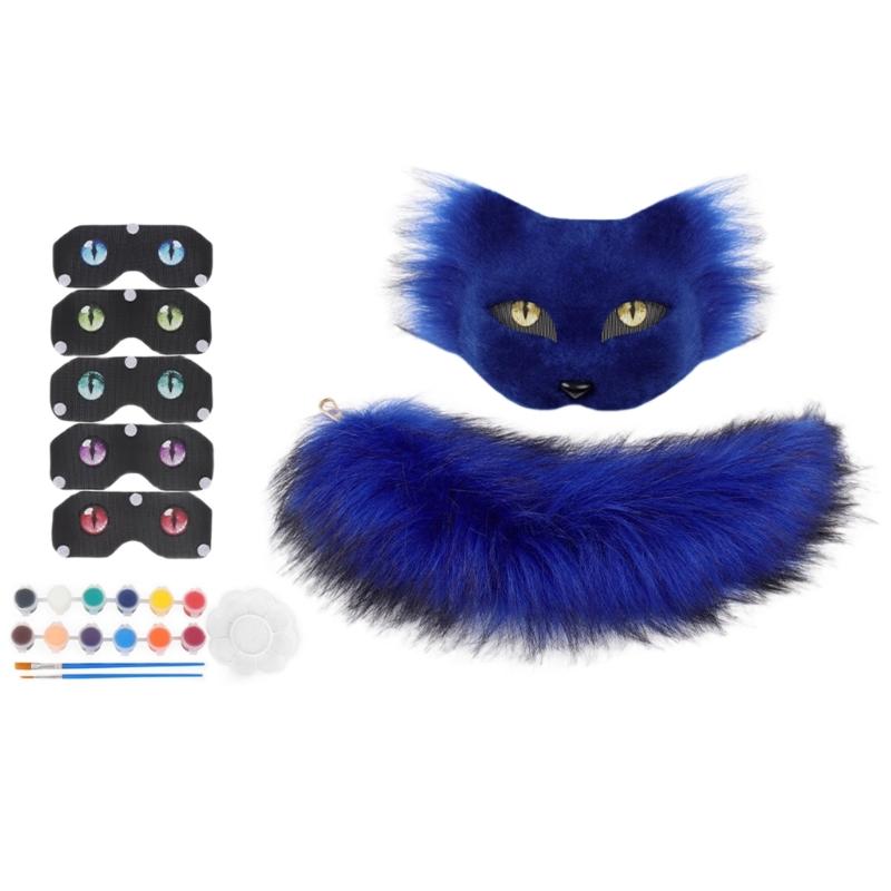 Flexible Mask With Plush Tail DIY Crafting Supply Costume Accessory For Costume And Creative Dressing Up Event