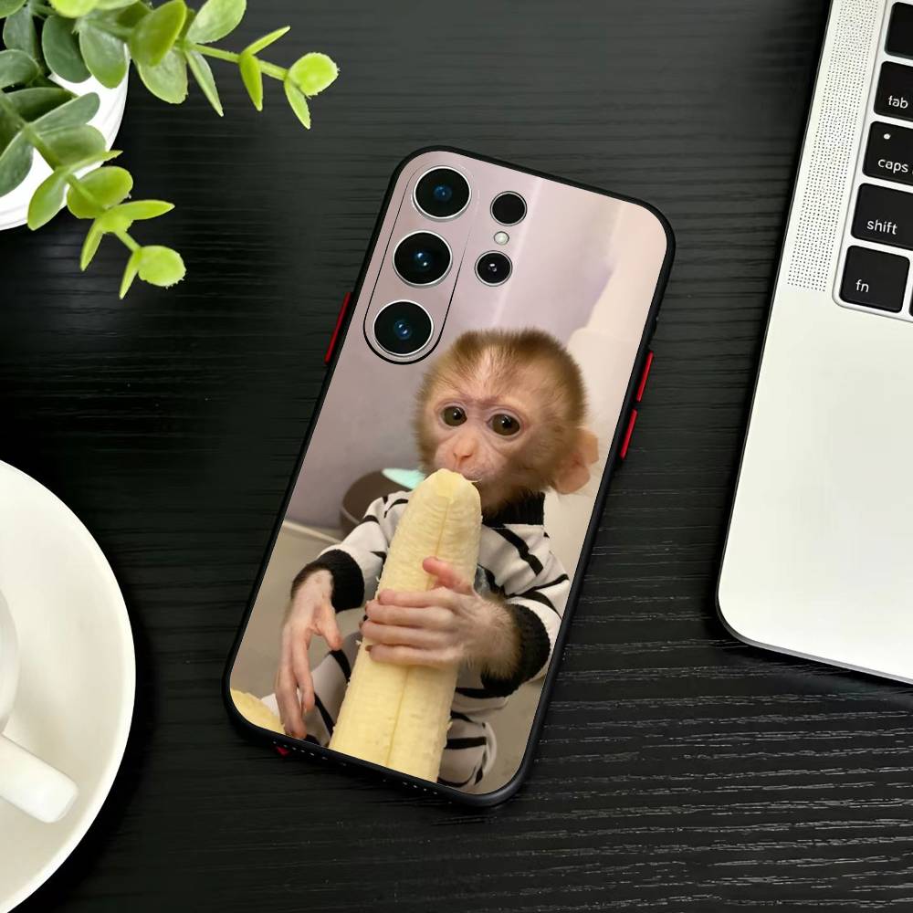 Милая смешная обезьянка Чехол для телефона для Samsung S26,S25,S24,S23,S22,S21,S20,Plus,Fe,Lite,Другие Черный чехол