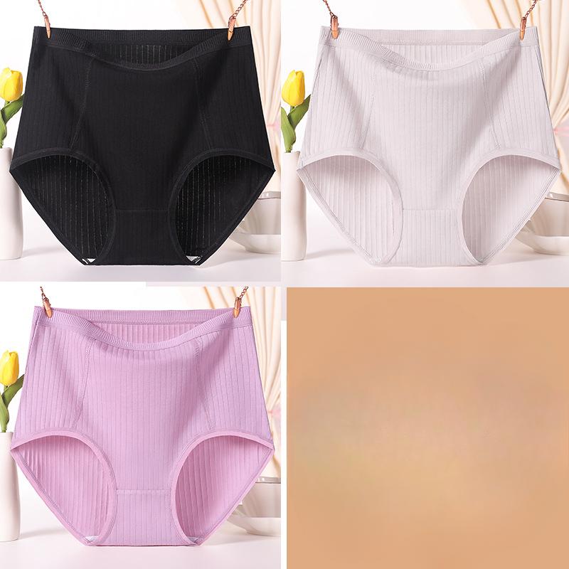 Большие размеры женские красные трусики для мам среднего возраста из хлопка с высокой талией