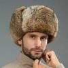 Warm Winter Rabbit Fur Mens Hat Russia Trapper Earflap Ski Cap Winter Hat